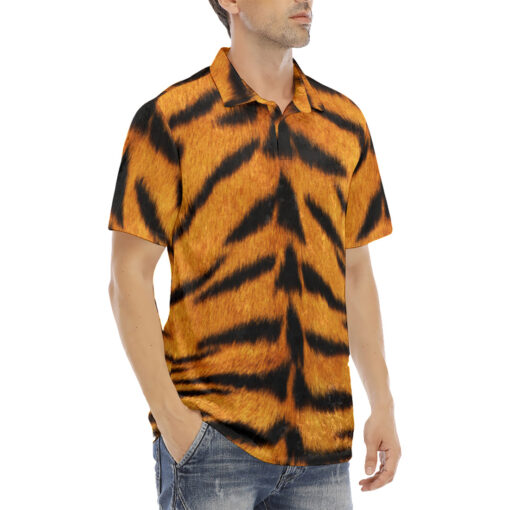 Tiger Skin Pattern Velvet Polo Shirt - Image 3