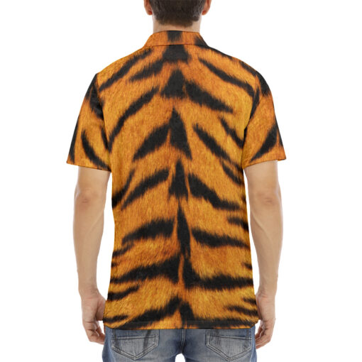 Tiger Skin Pattern Velvet Polo Shirt - Image 4