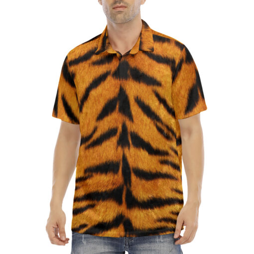 Tiger Skin Pattern Velvet Polo Shirt - Image 2