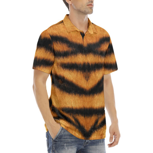 Tiger Skin Pattern Velvet Polo Shirt - Image 3