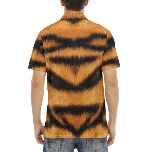 Tiger Skin Pattern Velvet Polo Shirt - Image 4