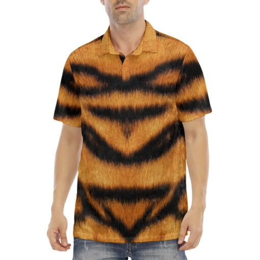 Tiger Skin Pattern Velvet Polo Shirt - Image 2