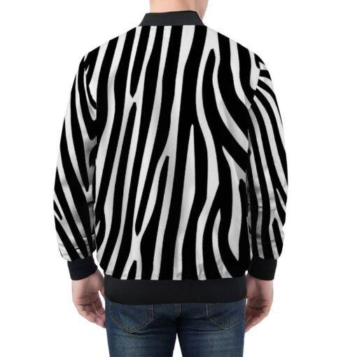 Zebra Pattern Men's Bomber Jacket - Image 2