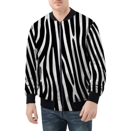 Zebra Pattern Men's Bomber Jacket - Image 3