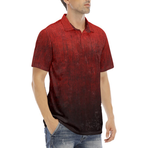 Black and Red Scuffs Velvet Polo Shirt - Image 3