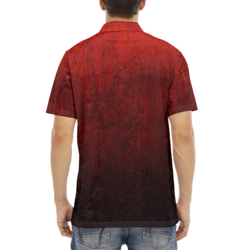 Black and Red Scuffs Velvet Polo Shirt - Image 4