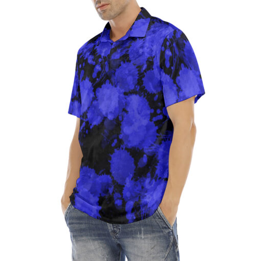 Blue Paint Blots Velvet Polo Shirt