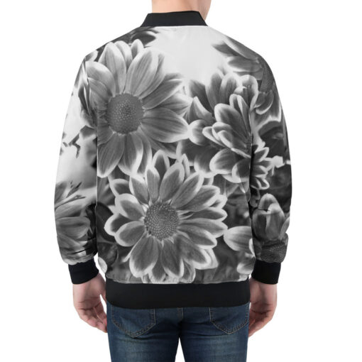 Black and White Flowers Men's Bomber Jacket - Image 2