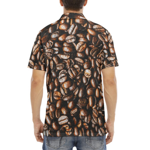 Coffee Texture Velvet Polo Shirt - Image 4