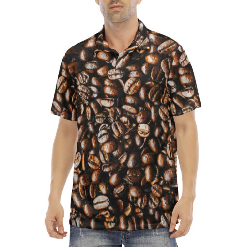 Coffee Texture Velvet Polo Shirt - Image 2