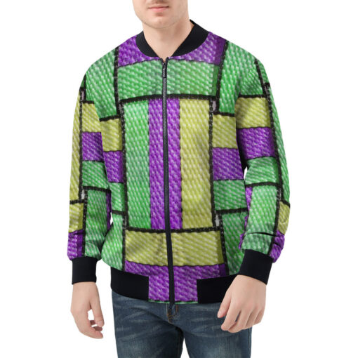 Colored Straps Men's Bomber Jacket - Image 3