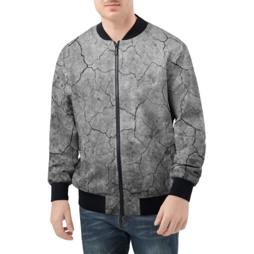 Cracking Effect Men's Bomber Jacket - Image 3