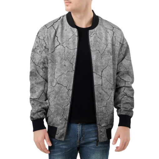 Cracking Effect Men's Bomber Jacket