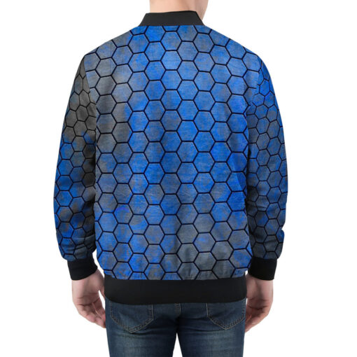 Blue Hexagons Men's Bomber Jacket - Image 2