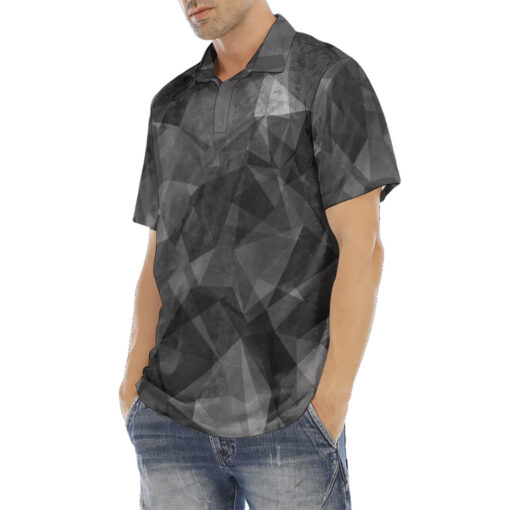 Gray Polygons Velvet Polo Shirt