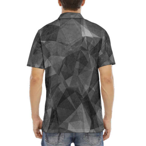 Gray Polygons Velvet Polo Shirt - Image 4