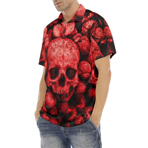 Red Skulls Art Velvet Polo Shirt