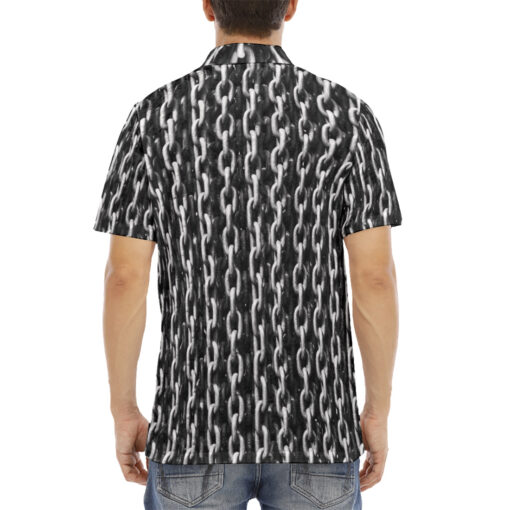 Metal Chains Velvet Polo Shirt - Image 4