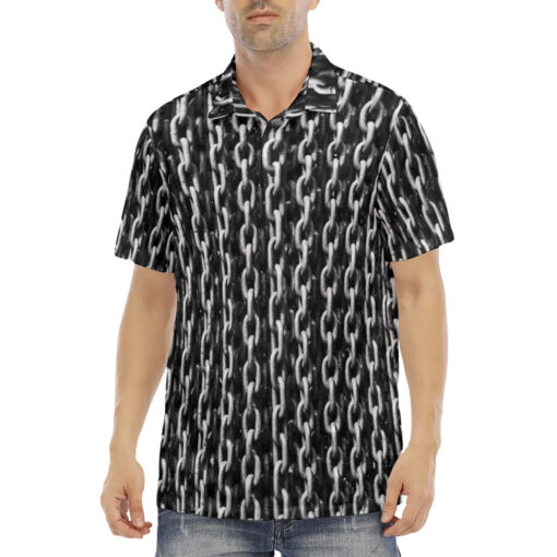 Metal Chains Velvet Polo Shirt - Image 2