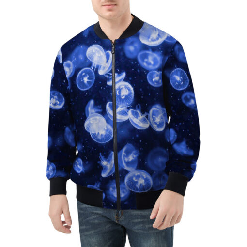 Jellyfish Pattern Men's Bomber Jacket - Image 3