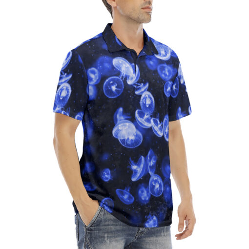 Jellyfish Pattern Velvet Polo Shirt - Image 3