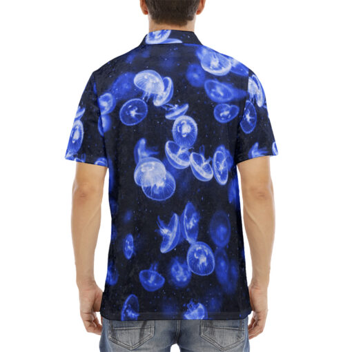 Jellyfish Pattern Velvet Polo Shirt - Image 4