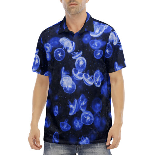 Jellyfish Pattern Velvet Polo Shirt - Image 2