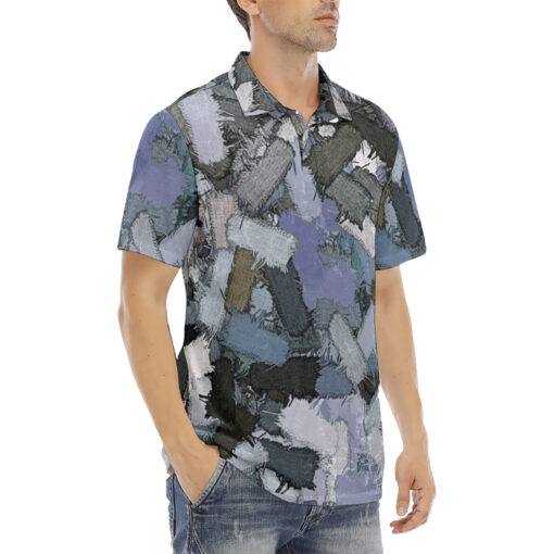 Patches Print Velvet Polo Shirt - Image 3