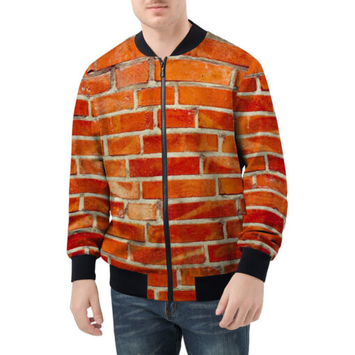 Red Bricks Wall Men's Bomber Jacket - Image 3