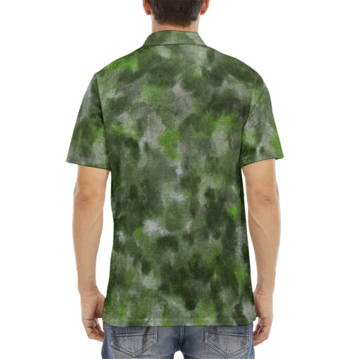 Green Canvas Camouflage Velvet Polo Shirt - Image 4