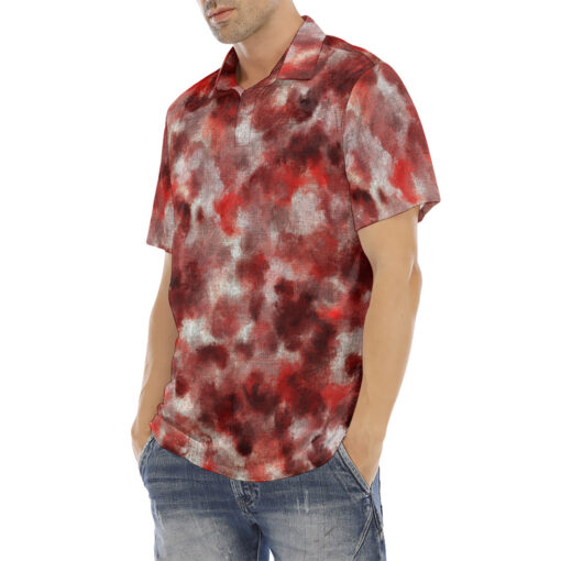 Red Canvas Camouflage Velvet Polo Shirt