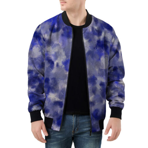 Blue Canvas Camouflage Men's Bomber Jacket