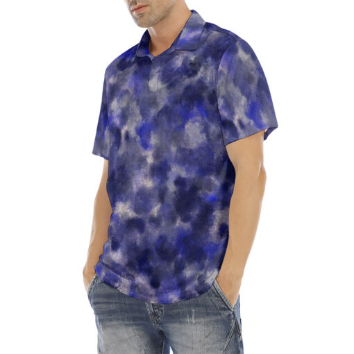 Blue Canvas Camouflage Velvet Polo Shirt