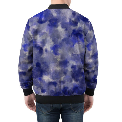 Blue Canvas Camouflage Men's Bomber Jacket - Image 2