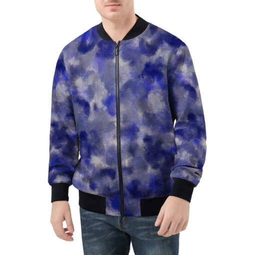 Blue Canvas Camouflage Men's Bomber Jacket - Image 3