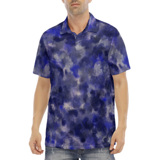 Blue Canvas Camouflage Velvet Polo Shirt - Image 2