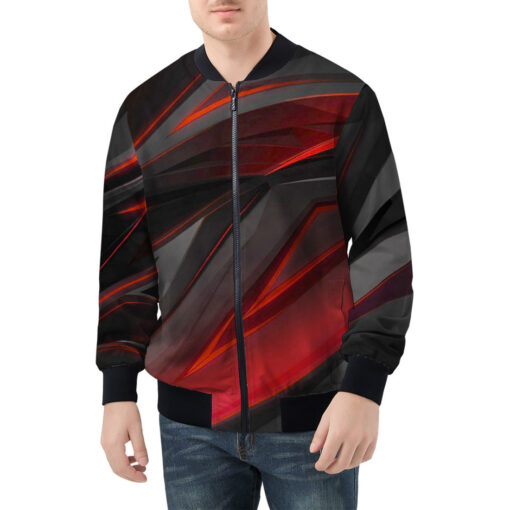 Geometry Red Stripes Men's Bomber Jacket - Image 3