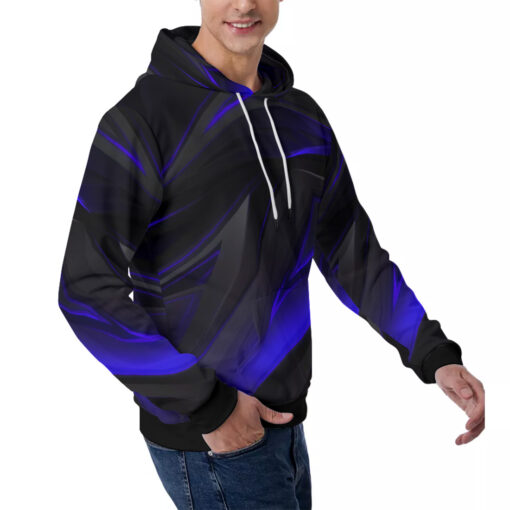 Geometry Blue Stripes Men's Hoodie - Image 3