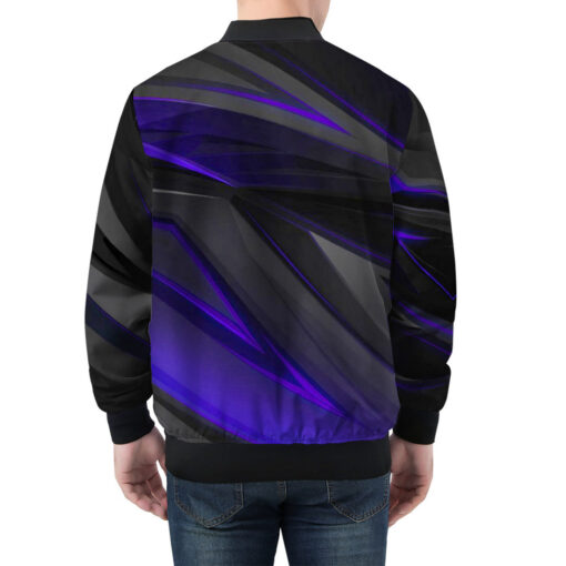 Geometry Blue Stripes Men's Bomber Jacket - Image 2