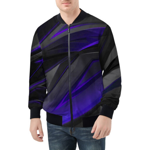 Geometry Blue Stripes Men's Bomber Jacket - Image 3