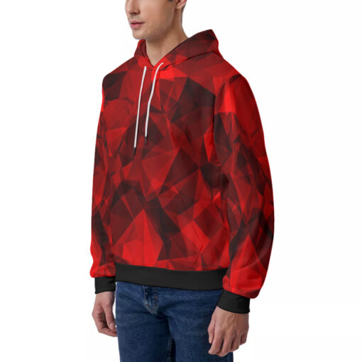 Red Polygons Men's Hoodie - Image 2