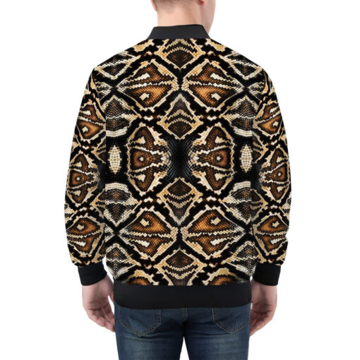 Brown Snake Pattern Men's Bomber Jacket - Image 2