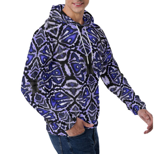 Blue Snake Skin Men's Hoodie - Image 3