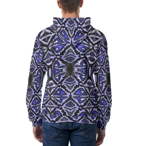 Blue Snake Skin Men's Hoodie - Image 4