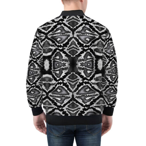 Gray Snake Pattern Men's Bomber Jacket - Image 2