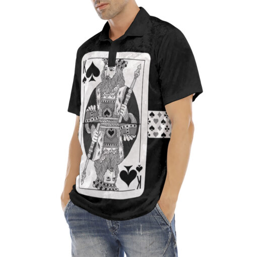 King of Spades Playing Cards Velvet Polo Shirt