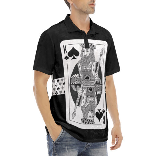 King of Spades Playing Cards Velvet Polo Shirt - Image 3