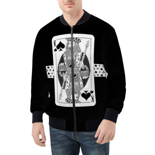 King of Spades Playing Cards Men's Bomber Jacket - Image 3