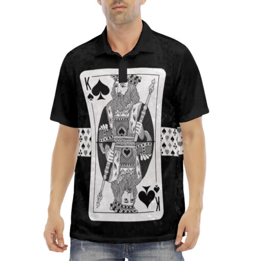 King of Spades Playing Cards Velvet Polo Shirt - Image 2