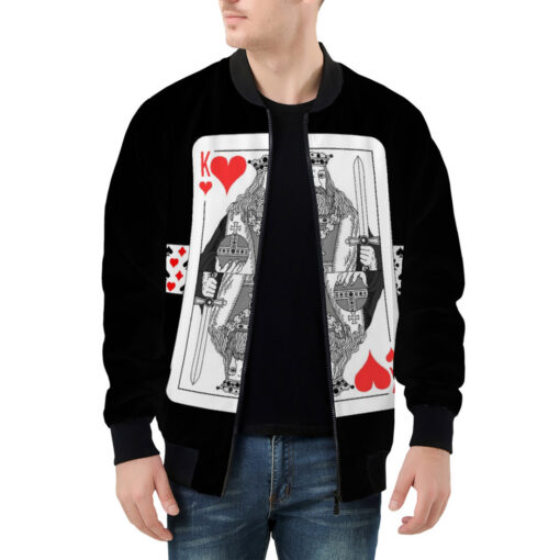 King of Hearts Playing Cards Men's Bomber Jacket